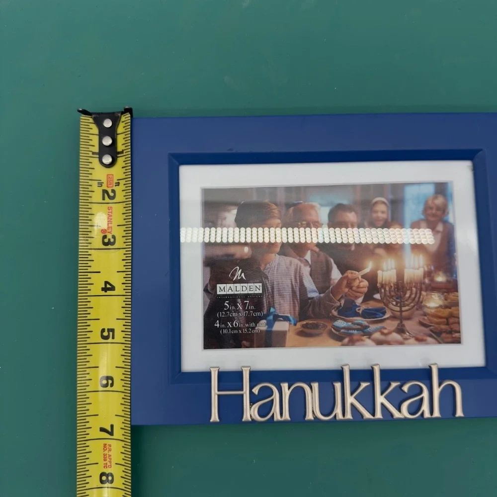 Malden Hanukkah 5x7 Photo Picture Frame Blue Silver 4x6 Mat NOS New Other
